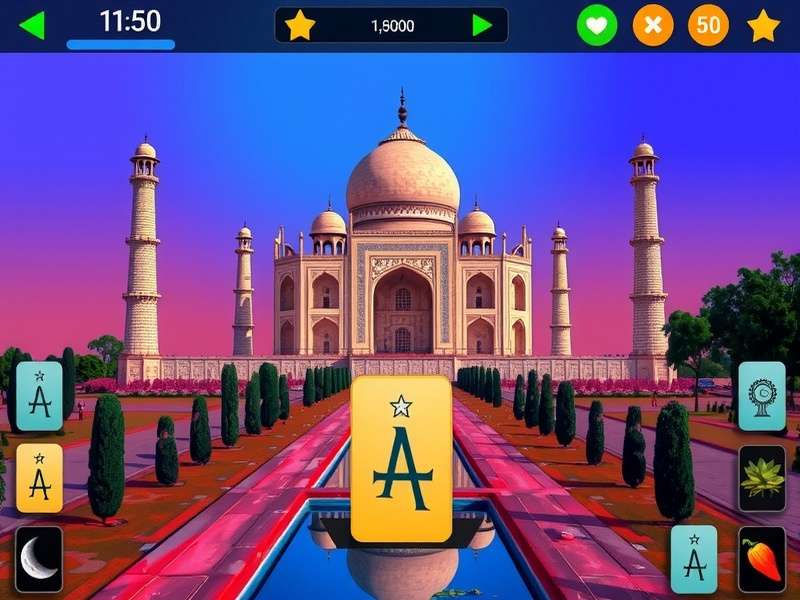 Taj Mahal Mahjong Deluxe level design showcasing Indian architecture
